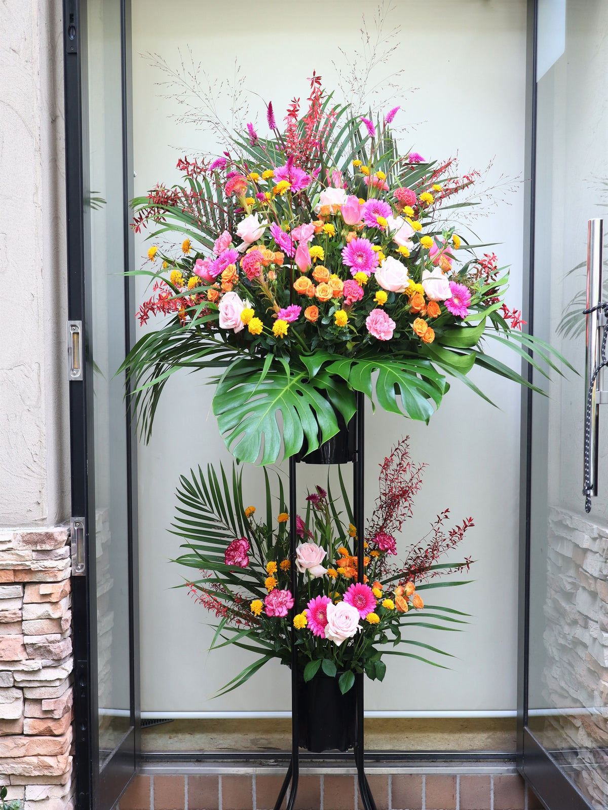 フラワースタンド2段「ピンクミックスカラースタイル」