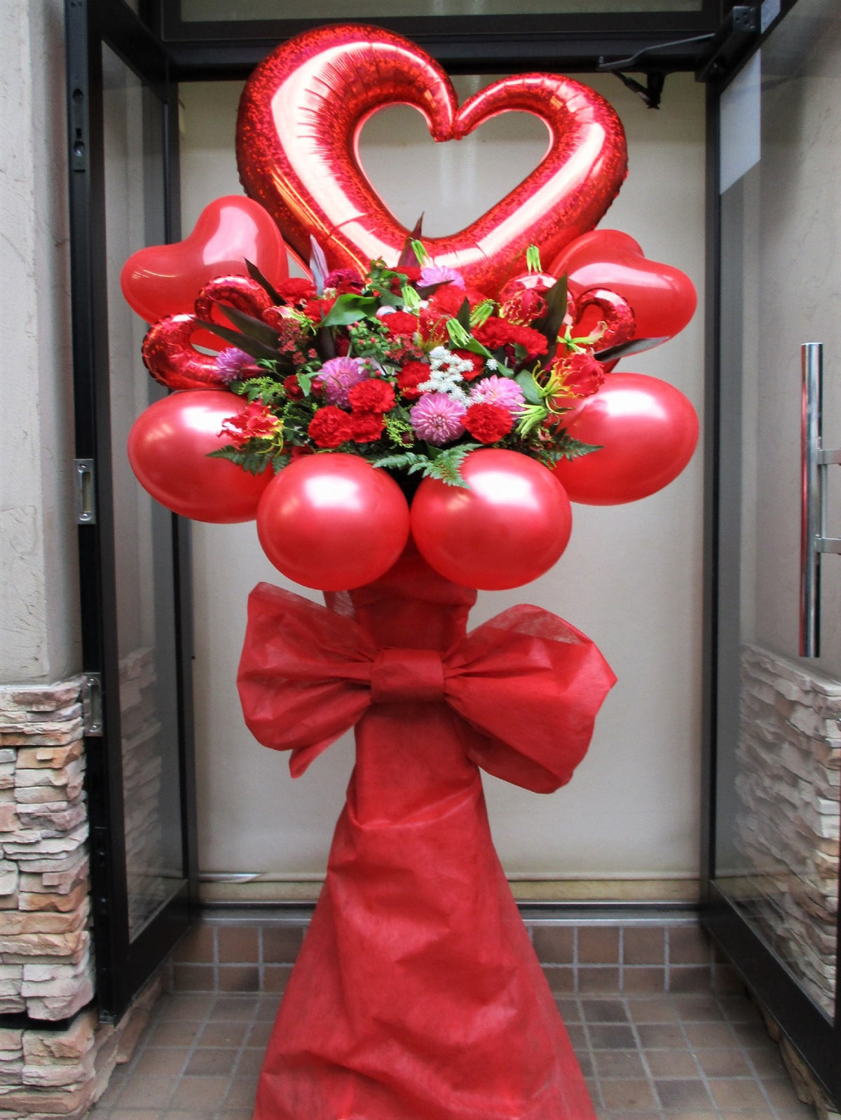 バルーンフラワースタンド デコレーションバージョン「レッドファンタジー」